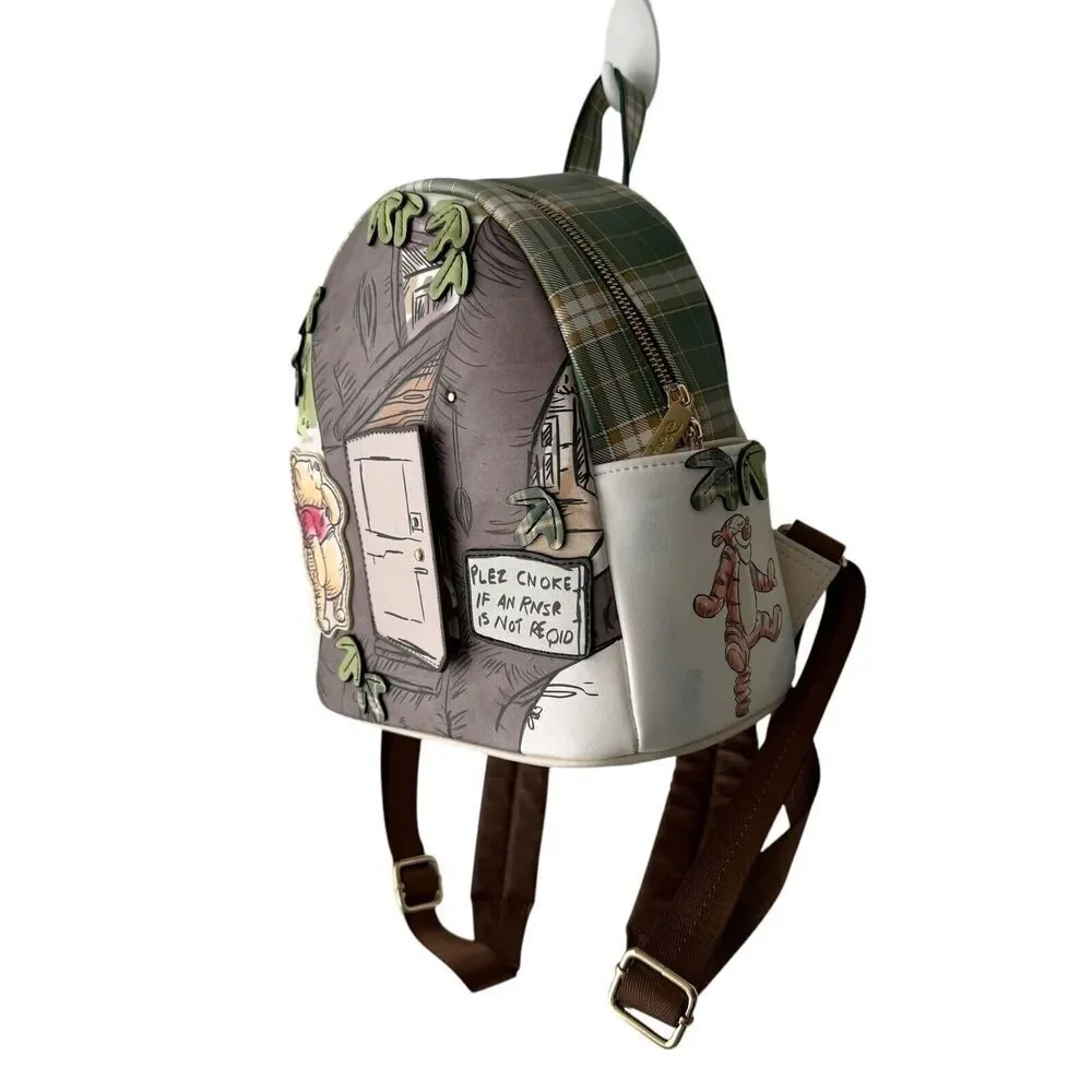 Disney Backpack Winnie the Pooh Danielle Nicole Owl's House Door Plaid Mini - Picture 5 of 11